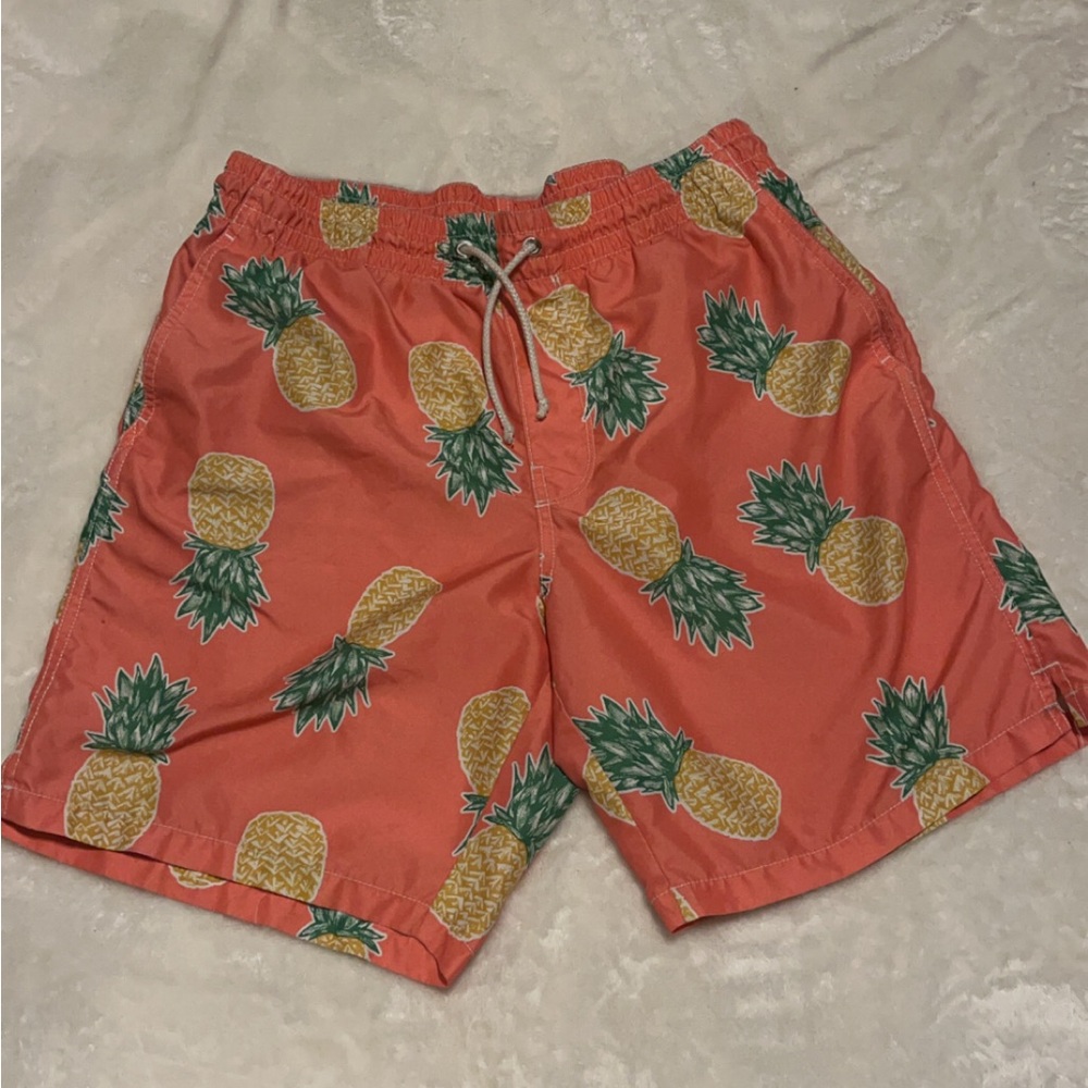 Pineapple Print Men's Swim Shorts - Salmon